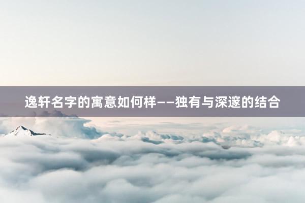 逸轩名字的寓意如何样——独有与深邃的结合